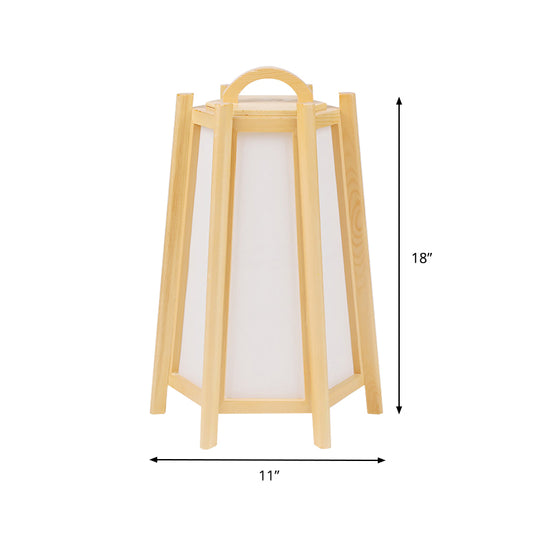 Tower Shape Night Table Light Japanese Wood 1 Light Beige Night Lamp with Fabric Shade Clearhalo 'Lamps' 'Table Lamps' Lighting' 762771