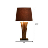 1-Light Bedside Wood Bar Night Table Light Modern Coffee Nightstand Lamp with Barrel Fabric Shade Clearhalo 'Lamps' 'Table Lamps' Lighting' 762807