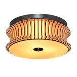 Drum Flushmount Lighting Contemporary Wood 3 Heads Beige Flush Mount Ceiling Lamp Clearhalo 'Ceiling Lights' 'Close To Ceiling Lights' 'Close to ceiling' 'Flush mount' Lighting' 762845