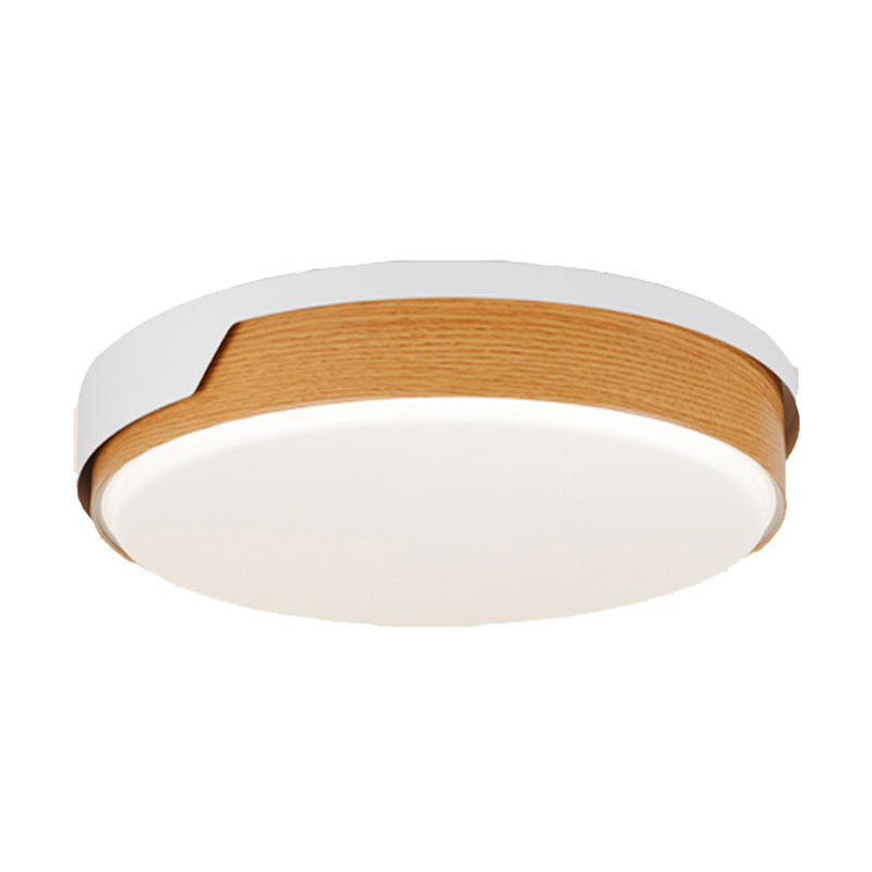 Beige Circle Flush Ceiling Light Modernist LED Wood Flush Mounted Lamp for Bedroom Clearhalo 'Ceiling Lights' 'Close To Ceiling Lights' 'Close to ceiling' 'Flush mount' Lighting' 762849