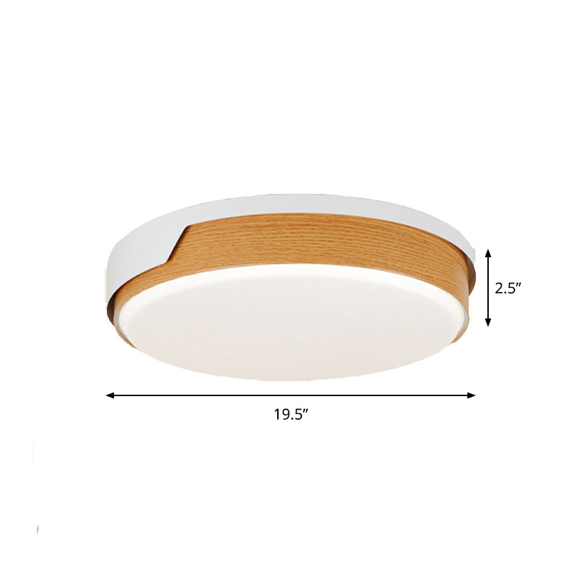 Beige Circle Flush Ceiling Light Modernist LED Wood Flush Mounted Lamp for Bedroom Clearhalo 'Ceiling Lights' 'Close To Ceiling Lights' 'Close to ceiling' 'Flush mount' Lighting' 762850