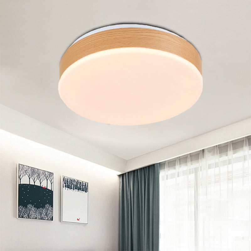 Wood Round Flush Mount Lighting Modernism LED Beige Flush Lamp Fixture for Foyer Clearhalo 'Ceiling Lights' 'Close To Ceiling Lights' 'Close to ceiling' 'Flush mount' Lighting' 762852