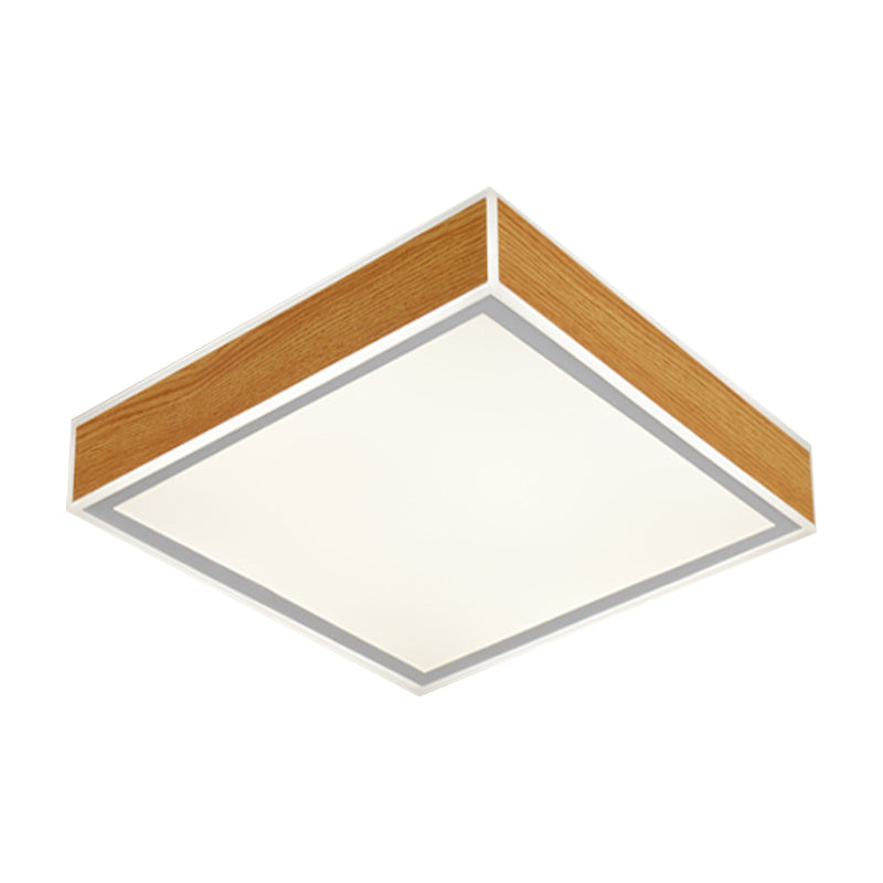 Squared Wood Ceiling Mounted Fixture Modern LED Beige Flushmount Lighting in White/Warm Light Clearhalo 'Ceiling Lights' 'Close To Ceiling Lights' 'Close to ceiling' 'Flush mount' Lighting' 762857