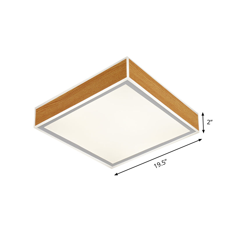 Squared Wood Ceiling Mounted Fixture Modern LED Beige Flushmount Lighting in White/Warm Light Clearhalo 'Ceiling Lights' 'Close To Ceiling Lights' 'Close to ceiling' 'Flush mount' Lighting' 762858