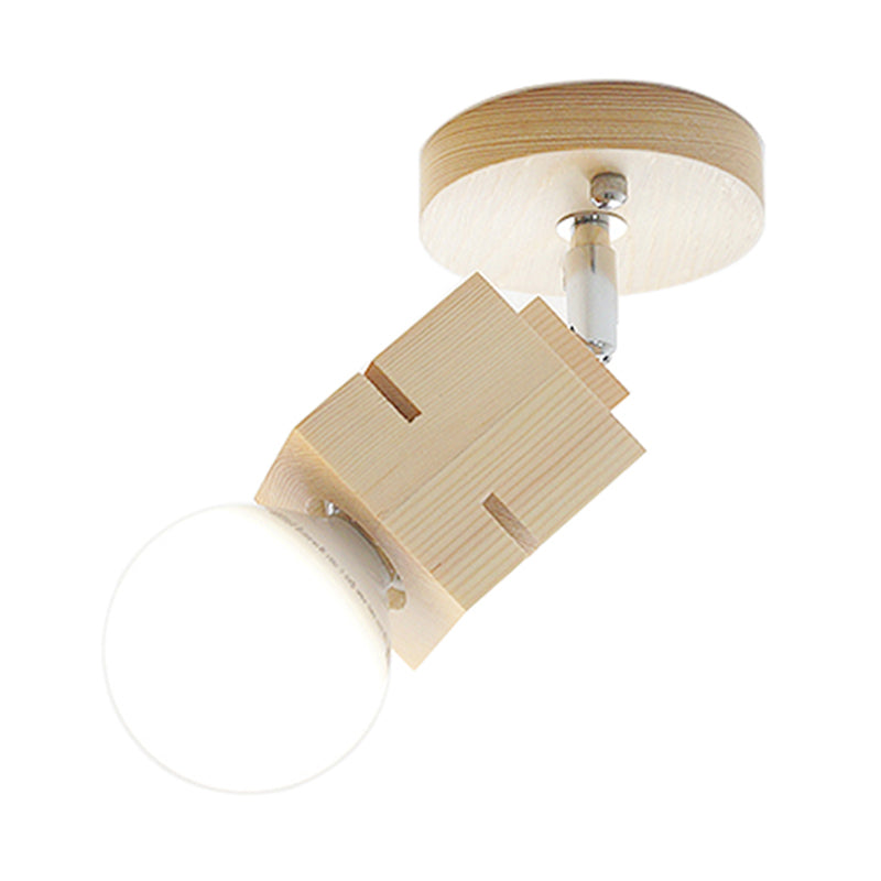 Bare Bulb Wall Light Sconce Modernist Wood 1 Head Bedroom Rotatable Wall Mounted Lamp Clearhalo 'Modern wall lights' 'Modern' 'Wall Lamps & Sconces' 'Wall Lights' Lighting' 762861