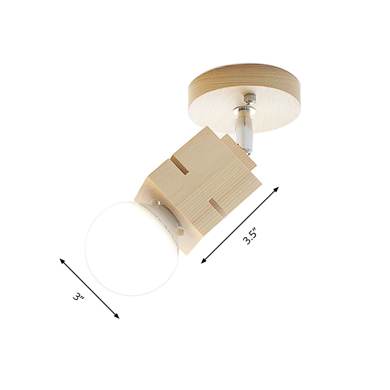 Bare Bulb Wall Light Sconce Modernist Wood 1 Head Bedroom Rotatable Wall Mounted Lamp Clearhalo 'Modern wall lights' 'Modern' 'Wall Lamps & Sconces' 'Wall Lights' Lighting' 762862