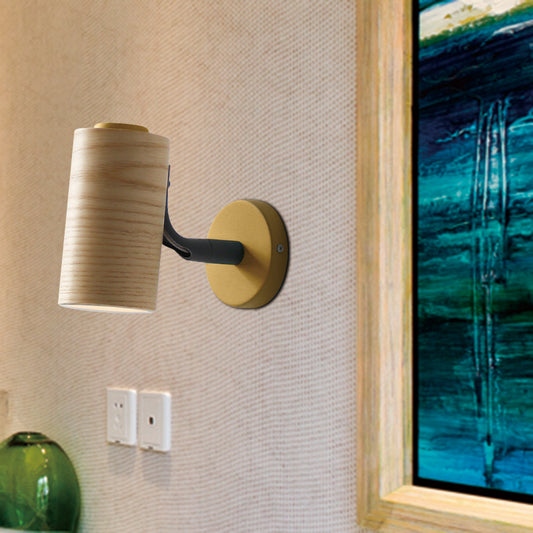 Tube Bathroom Sconce Light Fixture Wood 1 Head Macaron Wall Mounted Lamp in Yellow/Green/Blue Clearhalo 'Cast Iron' 'Glass' 'Industrial' 'Modern wall lights' 'Modern' 'Tiffany' 'Traditional wall lights' 'Wall Lamps & Sconces' 'Wall Lights' Lighting' 762877