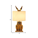 Gold Finish Rabbit Table Lighting Contemporary 1-Head Metal Night Lamp with Drum Fabric Shade Clearhalo 'Lamps' 'Table Lamps' Lighting' 762918