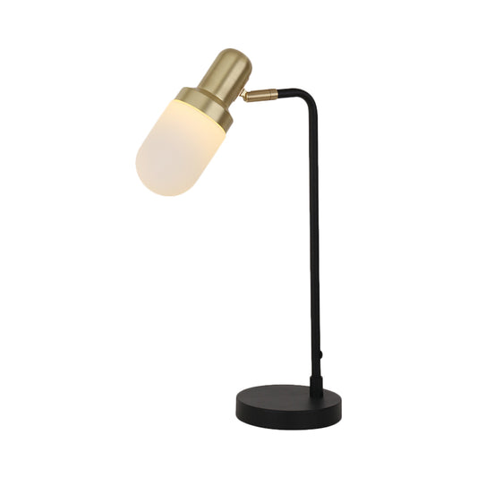 1 Head Bedside Night Light Post Modern Black and Gold Nightstand Lamp with Capsule Frosted Glass Shade Clearhalo 'Lamps' 'Table Lamps' Lighting' 762980