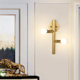 Vertical Tube Corner Wall Light Sconce Metallic 2 Bulbs Post Modern Wall Mounted Lamp in Gold Gold Clearhalo 'Cast Iron' 'Glass' 'Industrial' 'Modern wall lights' 'Modern' 'Tiffany' 'Traditional wall lights' 'Wall Lamps & Sconces' 'Wall Lights' Lighting' 762987