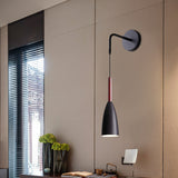 Bullet Shape Wall Mount Hanging Light Modern Iron 1 Bulb Sconce Lamp Fixture in Black/White/Grey for Bedside Black Clearhalo 'Cast Iron' 'Glass' 'Industrial' 'Modern wall lights' 'Modern' 'Tiffany' 'Traditional wall lights' 'Wall Lamps & Sconces' 'Wall Lights' Lighting' 763023