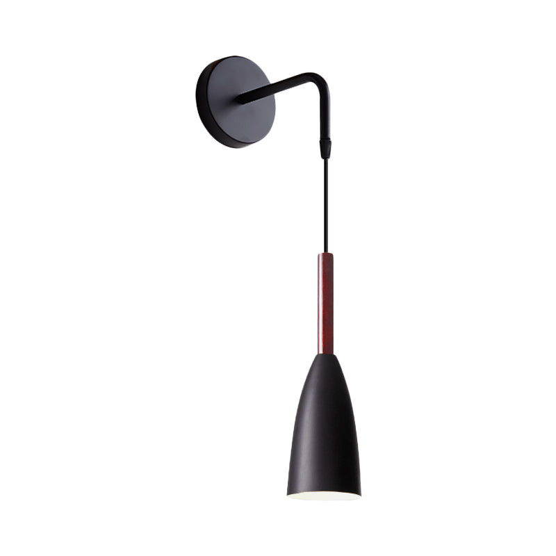 Bullet Shape Wall Mount Hanging Light Modern Iron 1 Bulb Sconce Lamp Fixture in Black/White/Grey for Bedside Clearhalo 'Cast Iron' 'Glass' 'Industrial' 'Modern wall lights' 'Modern' 'Tiffany' 'Traditional wall lights' 'Wall Lamps & Sconces' 'Wall Lights' Lighting' 763024