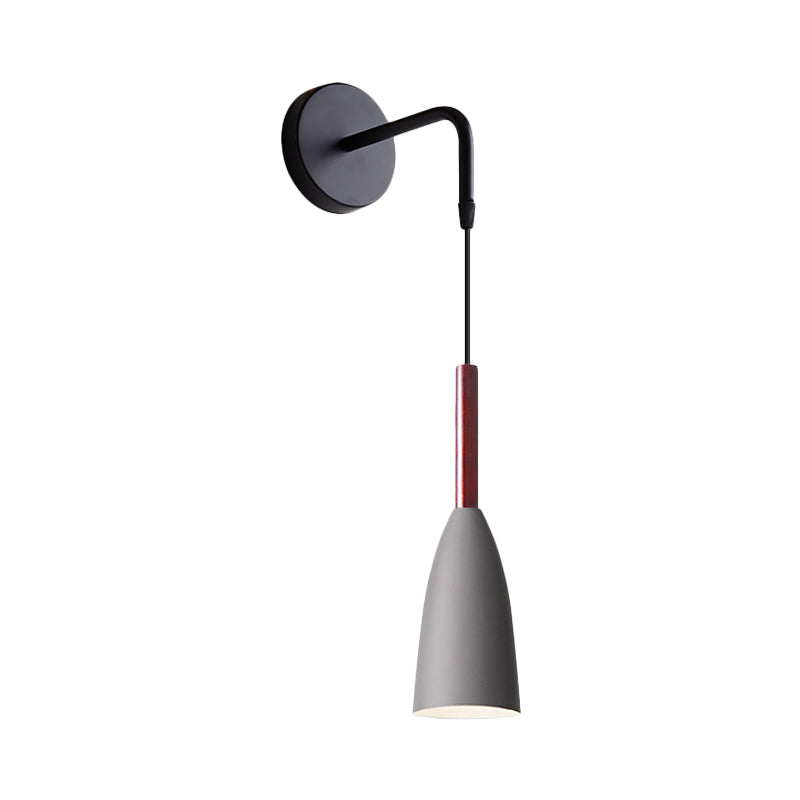 Bullet Shape Wall Mount Hanging Light Modern Iron 1 Bulb Sconce Lamp Fixture in Black/White/Grey for Bedside Clearhalo 'Cast Iron' 'Glass' 'Industrial' 'Modern wall lights' 'Modern' 'Tiffany' 'Traditional wall lights' 'Wall Lamps & Sconces' 'Wall Lights' Lighting' 763030