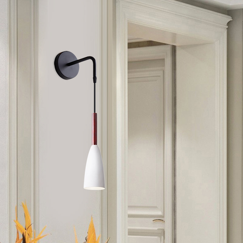 Bullet Shape Wall Mount Hanging Light Modern Iron 1 Bulb Sconce Lamp Fixture in Black/White/Grey for Bedside Clearhalo 'Cast Iron' 'Glass' 'Industrial' 'Modern wall lights' 'Modern' 'Tiffany' 'Traditional wall lights' 'Wall Lamps & Sconces' 'Wall Lights' Lighting' 763033