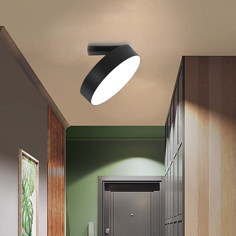 8"/12" W Round Corridor Flushmount Light Modern Metallic LED Black Flush Mount Ceiling Lamp Fixture Clearhalo 'Ceiling Lights' 'Close To Ceiling Lights' 'Close to ceiling' 'Flush mount' Lighting' 763080