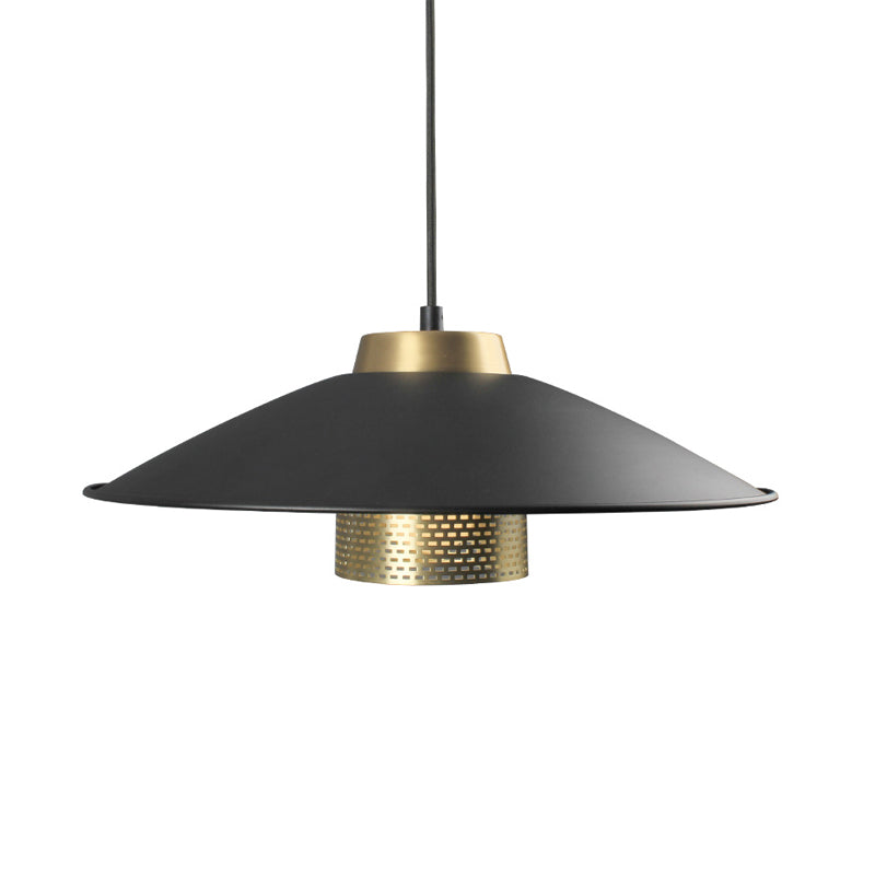 Black Finish Wide Flare Ceiling Light Modernist 1 Head Metal Hanging Pendant Lamp for Restaurant Clearhalo 'Ceiling Lights' 'Modern Pendants' 'Modern' 'Pendant Lights' 'Pendants' Lighting' 763086