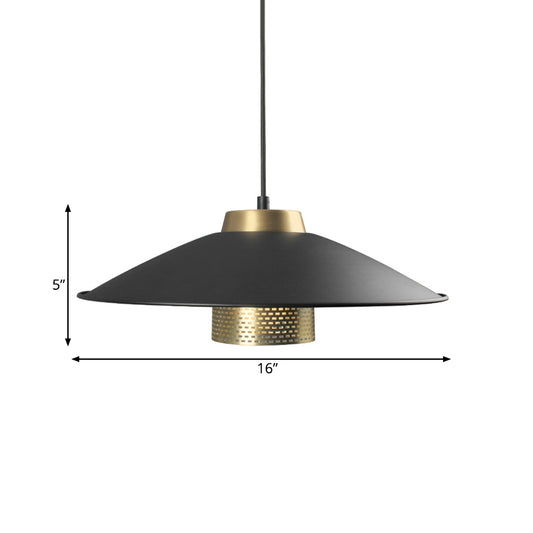 Black Finish Wide Flare Ceiling Light Modernist 1 Head Metal Hanging Pendant Lamp for Restaurant Clearhalo 'Ceiling Lights' 'Modern Pendants' 'Modern' 'Pendant Lights' 'Pendants' Lighting' 763087