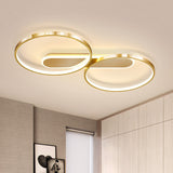 Minimalist Dual Loop Flush Mount Metal LED Bedroom Flush Ceiling Light in Gold, Warm/White Light Gold Clearhalo 'Ceiling Lights' 'Close To Ceiling Lights' 'Close to ceiling' 'Flush mount' Lighting' 763092