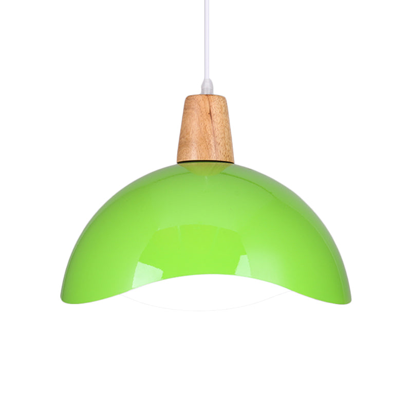 Waving Dome Hanging Lighting Macaron Iron 1-Light Pink/Yellow/Green Finish Pendulum Lamp for Dining Room Clearhalo 'Ceiling Lights' 'Modern Pendants' 'Modern' 'Pendant Lights' 'Pendants' Lighting' 763114