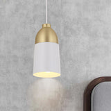 White and Gold Half Capsule Pendant Lamp Postmodern 1 Head Metal Ceiling Suspension Light White Clearhalo 'Ceiling Lights' 'Modern Pendants' 'Modern' 'Pendant Lights' 'Pendants' Lighting' 763149