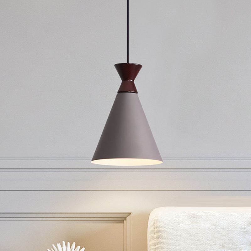 Wide Flare Drop Pendant Light Modernist Iron 1 Head Bedside Suspension Lamp in Black/Grey/White Clearhalo 'Ceiling Lights' 'Modern Pendants' 'Modern' 'Pendant Lights' 'Pendants' Lighting' 763158