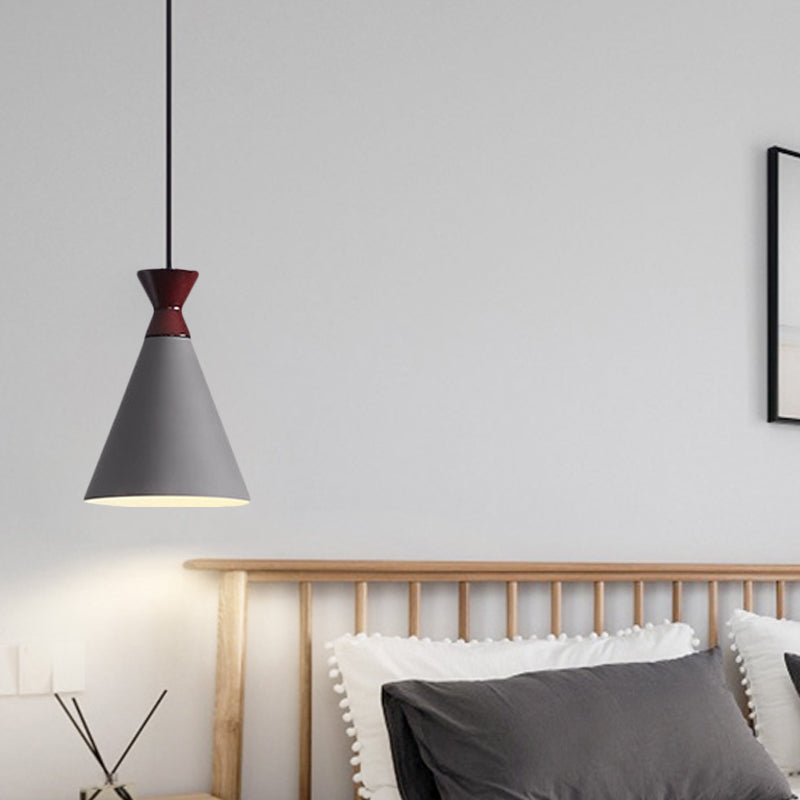 Wide Flare Drop Pendant Light Modernist Iron 1 Head Bedside Suspension Lamp in Black/Grey/White Clearhalo 'Ceiling Lights' 'Modern Pendants' 'Modern' 'Pendant Lights' 'Pendants' Lighting' 763159