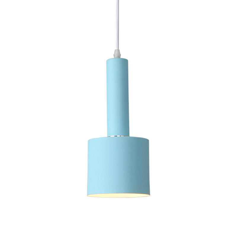 2-Layer Tube Metal Hanging Light Kit Macaron 1 Light Blue Finish Ceiling Pendant Lamp over Table Clearhalo 'Ceiling Lights' 'Modern Pendants' 'Modern' 'Pendant Lights' 'Pendants' Lighting' 763167