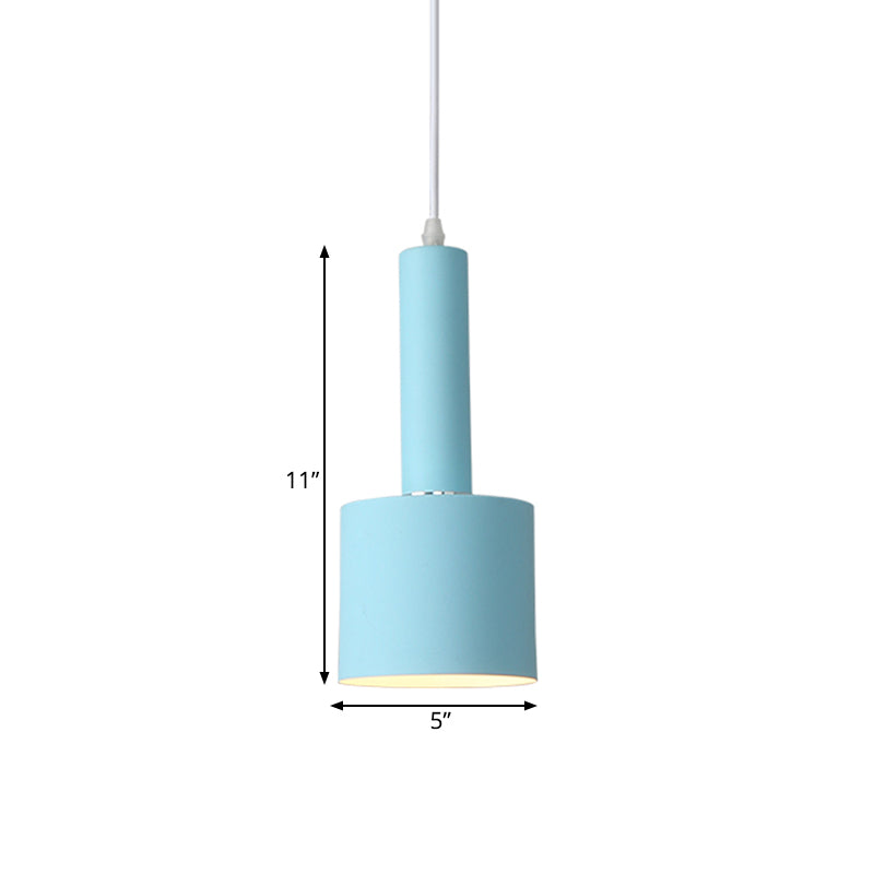 2-Layer Tube Metal Hanging Light Kit Macaron 1 Light Blue Finish Ceiling Pendant Lamp over Table Clearhalo 'Ceiling Lights' 'Modern Pendants' 'Modern' 'Pendant Lights' 'Pendants' Lighting' 763168