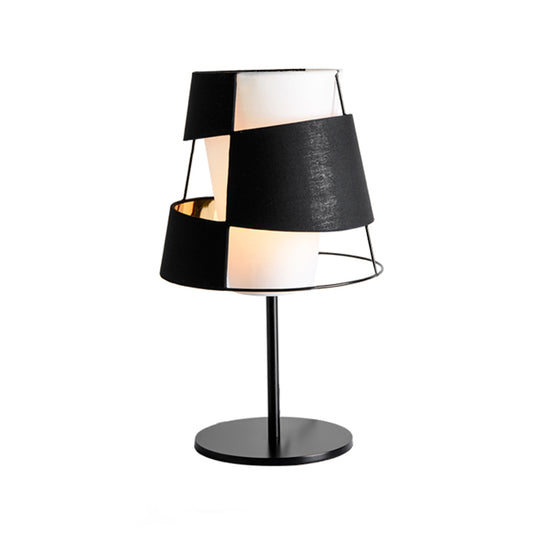Laser Cut Barrel Metallic Table Light Modernist 1 Head White and Black Finish Nightstand Lamp Clearhalo 'Lamps' 'Table Lamps' Lighting' 763170