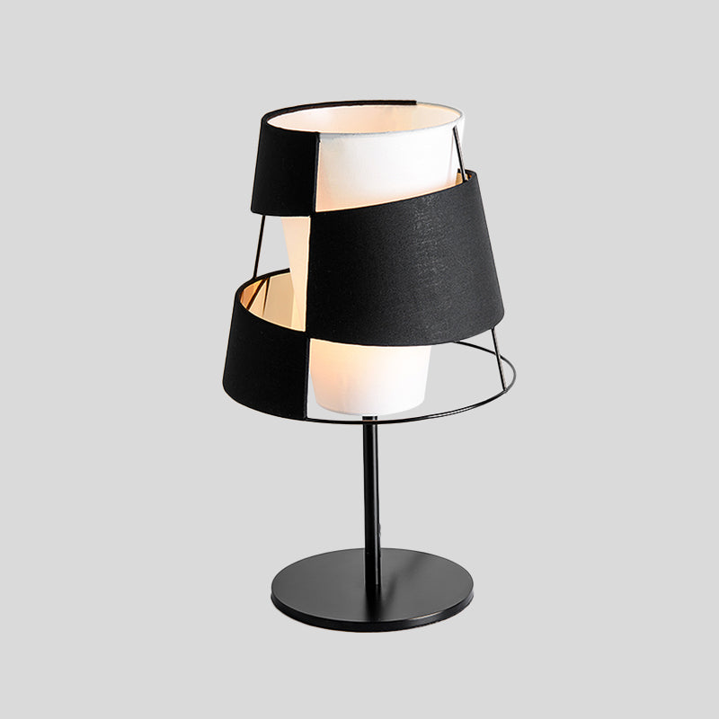 Laser Cut Barrel Metallic Table Light Modernist 1 Head White and Black Finish Nightstand Lamp Clearhalo 'Lamps' 'Table Lamps' Lighting' 763171