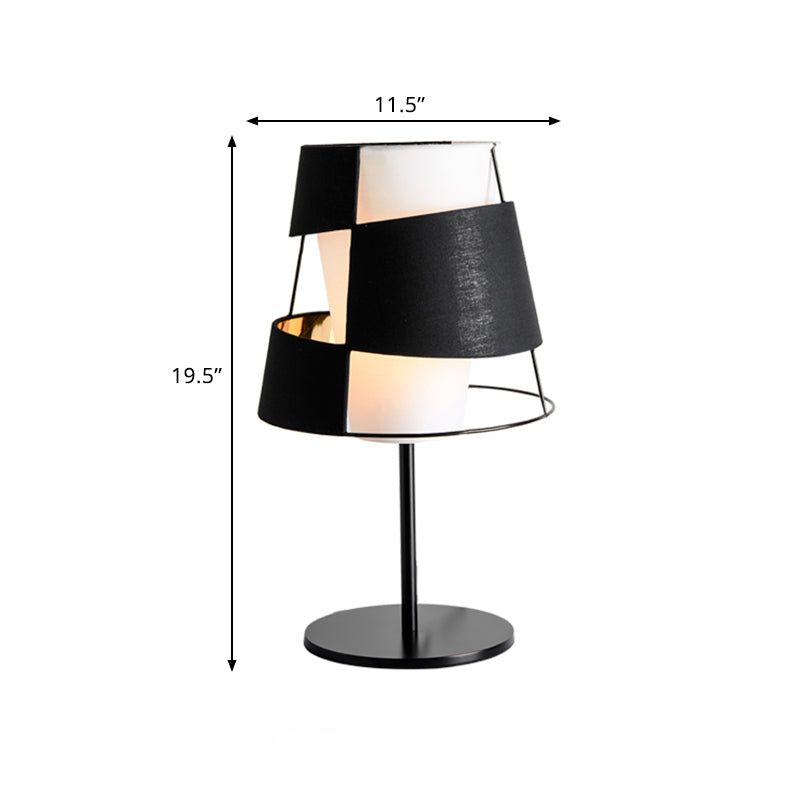 Laser Cut Barrel Metallic Table Light Modernist 1 Head White and Black Finish Nightstand Lamp Clearhalo 'Lamps' 'Table Lamps' Lighting' 763172