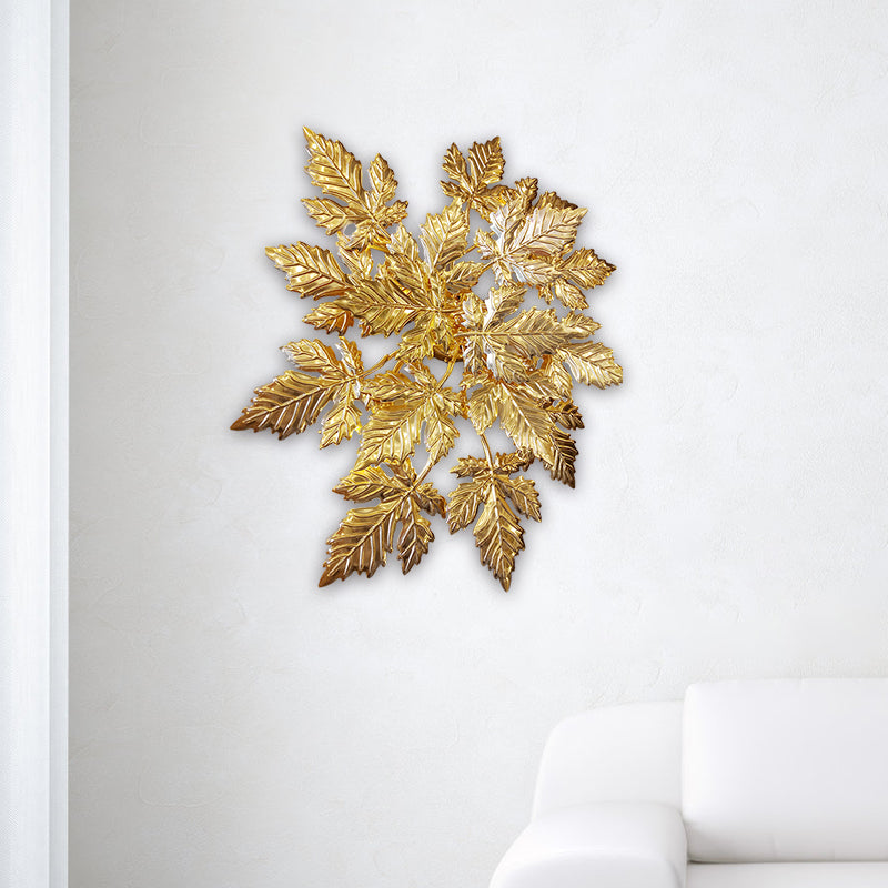 Maple Leaf Shape Wall Mount Contemporary Metal 6 Lights Gold Finish LED Wall Light Sconce Gold Clearhalo 'Cast Iron' 'Glass' 'Industrial' 'Modern wall lights' 'Modern' 'Tiffany' 'Traditional wall lights' 'Wall Lamps & Sconces' 'Wall Lights' Lighting' 763193