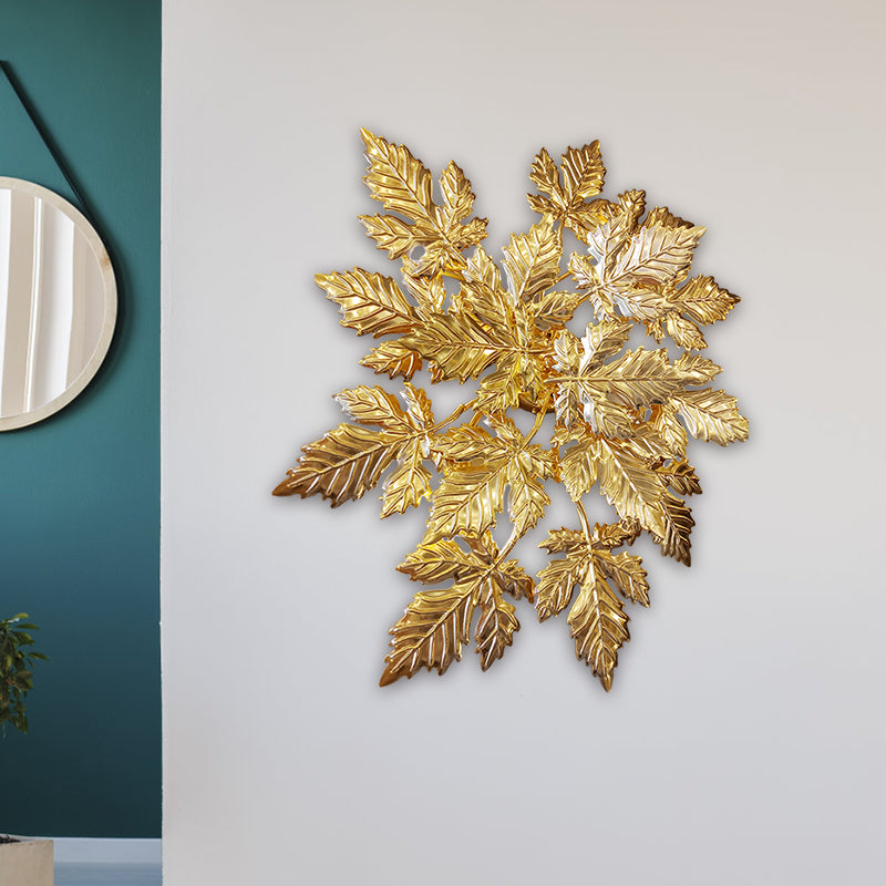 Maple Leaf Shape Wall Mount Contemporary Metal 6 Lights Gold Finish LED Wall Light Sconce Clearhalo 'Cast Iron' 'Glass' 'Industrial' 'Modern wall lights' 'Modern' 'Tiffany' 'Traditional wall lights' 'Wall Lamps & Sconces' 'Wall Lights' Lighting' 763194