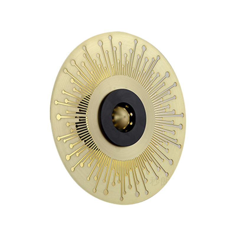 Post Modern Laser Cut Disk Wall Sconce Metallic LED Corridor Wall Mount Lighting in Gold Clearhalo 'Cast Iron' 'Glass' 'Industrial' 'Modern wall lights' 'Modern' 'Tiffany' 'Traditional wall lights' 'Wall Lamps & Sconces' 'Wall Lights' Lighting' 763199