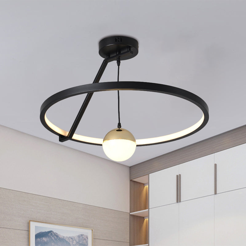 Simple Ring Semi Flush Ceiling Light Acrylic LED Bedroom Flushmount Lamp in Black Clearhalo 'Ceiling Lights' 'Close To Ceiling Lights' 'Close to ceiling' 'Semi-flushmount' Lighting' 763298