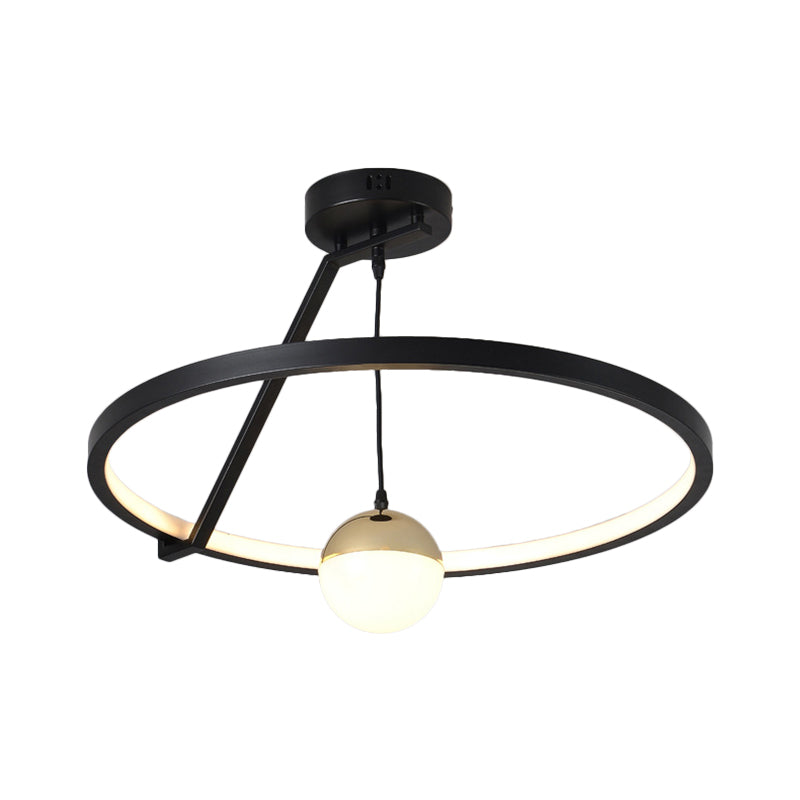 Simple Ring Semi Flush Ceiling Light Acrylic LED Bedroom Flushmount Lamp in Black Clearhalo 'Ceiling Lights' 'Close To Ceiling Lights' 'Close to ceiling' 'Semi-flushmount' Lighting' 763299