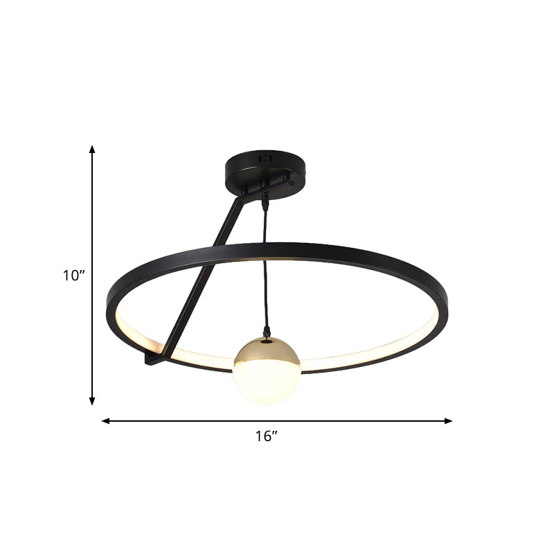 Simple Ring Semi Flush Ceiling Light Acrylic LED Bedroom Flushmount Lamp in Black Clearhalo 'Ceiling Lights' 'Close To Ceiling Lights' 'Close to ceiling' 'Semi-flushmount' Lighting' 763300