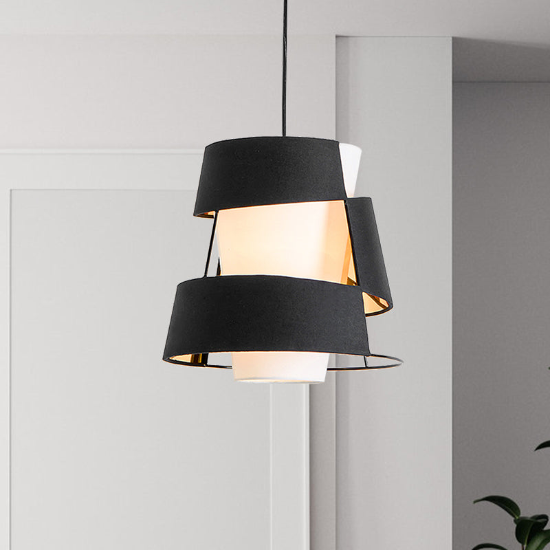 White/Black Barrel Hanging Light Modernism 1 Bulb Metal Ceiling Pendant Lamp with Laser Cut Design Clearhalo 'Ceiling Lights' 'Modern Pendants' 'Modern' 'Pendant Lights' 'Pendants' Lighting' 763311