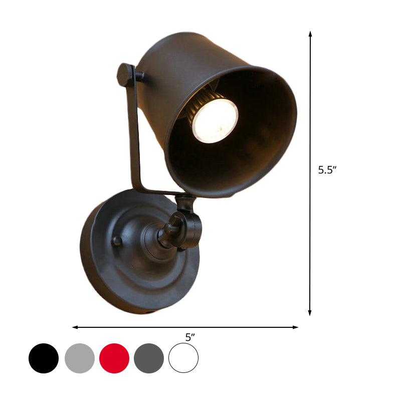 Antique Style Bucket Wall Light Sconce 1 Light Iron Adjustable Wall Mounted Lamp in Black/Grey for Outdoor Clearhalo 'Art deco wall lights' 'Cast Iron' 'Glass' 'Industrial wall lights' 'Industrial' 'Middle century wall lights' 'Modern' 'Rustic wall lights' 'Tiffany' 'Traditional wall lights' 'Wall Lamps & Sconces' 'Wall Lights' Lighting' 763407