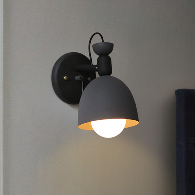 1 Light Wall Lamp Nordic Stylish Dome Shade Metal Sconce Light Fixture in Black/White for Bedroom Clearhalo 'Cast Iron' 'Glass' 'Industrial' 'Modern wall lights' 'Modern' 'Tiffany' 'Traditional wall lights' 'Wall Lamps & Sconces' 'Wall Lights' Lighting' 763447