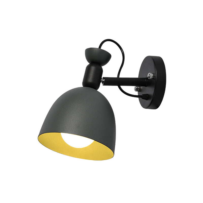 1 Light Wall Lamp Nordic Stylish Dome Shade Metal Sconce Light Fixture in Black/White for Bedroom Clearhalo 'Cast Iron' 'Glass' 'Industrial' 'Modern wall lights' 'Modern' 'Tiffany' 'Traditional wall lights' 'Wall Lamps & Sconces' 'Wall Lights' Lighting' 763448