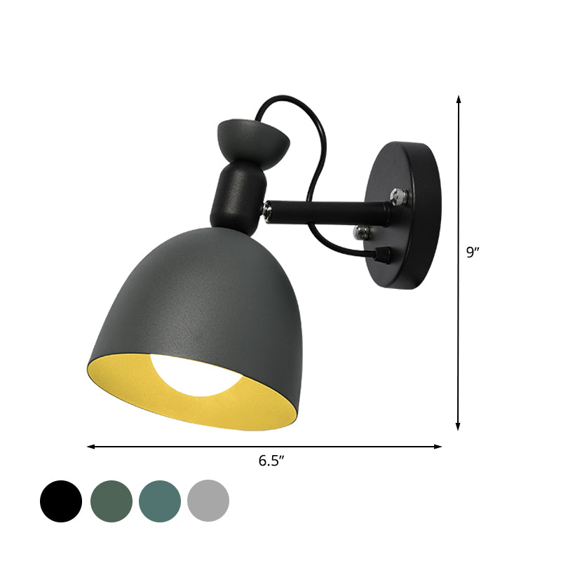 1 Light Wall Lamp Nordic Stylish Dome Shade Metal Sconce Light Fixture in Black/White for Bedroom Clearhalo 'Cast Iron' 'Glass' 'Industrial' 'Modern wall lights' 'Modern' 'Tiffany' 'Traditional wall lights' 'Wall Lamps & Sconces' 'Wall Lights' Lighting' 763449