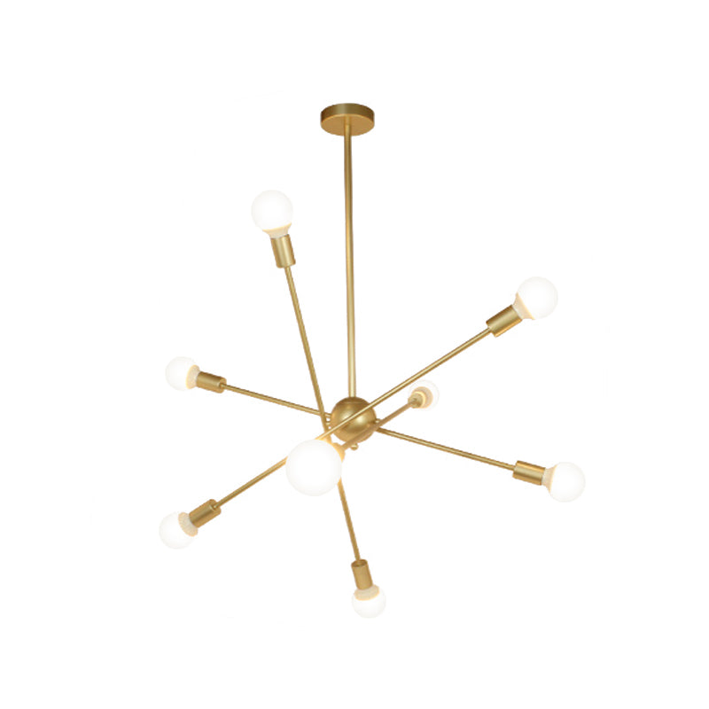 Gold Finish 6/8 Lights Suspension Light Industrial Style Iron Sputnik Chandelier Lighting with Bare Bulb for Dining Room Clearhalo 'Ceiling Lights' 'Chandeliers' 'Modern Chandeliers' 'Modern' Lighting' 763763