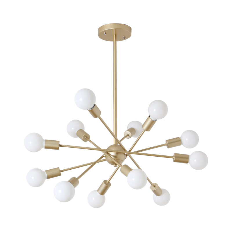 Gold Finish 6/8 Lights Suspension Light Industrial Style Iron Sputnik Chandelier Lighting with Bare Bulb for Dining Room Clearhalo 'Ceiling Lights' 'Chandeliers' 'Modern Chandeliers' 'Modern' Lighting' 763768