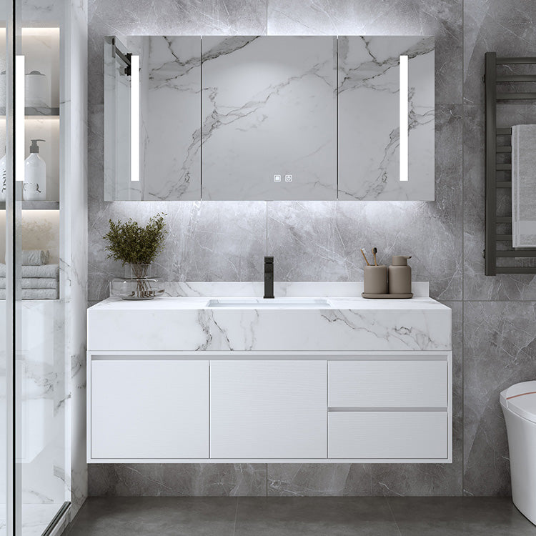 Wall Mount Wood Sink Vanity Modern Bathroom Sink Vanity with Mirror Clearhalo 'Bathroom Remodel & Bathroom Fixtures' 'Bathroom Vanities' 'bathroom_vanities' 'Home Improvement' 'home_improvement' 'home_improvement_bathroom_vanities' 7639875