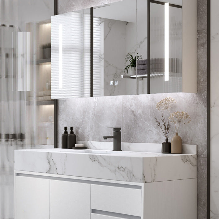 Wall Mount Wood Sink Vanity Modern Bathroom Sink Vanity with Mirror Clearhalo 'Bathroom Remodel & Bathroom Fixtures' 'Bathroom Vanities' 'bathroom_vanities' 'Home Improvement' 'home_improvement' 'home_improvement_bathroom_vanities' 7639877