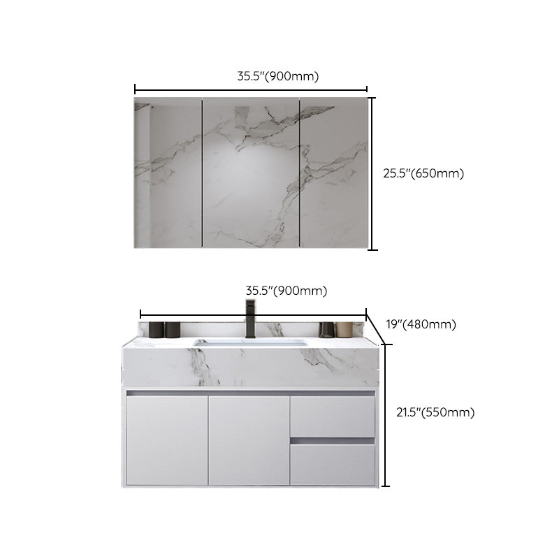 Wall Mount Wood Sink Vanity Modern Bathroom Sink Vanity with Mirror Clearhalo 'Bathroom Remodel & Bathroom Fixtures' 'Bathroom Vanities' 'bathroom_vanities' 'Home Improvement' 'home_improvement' 'home_improvement_bathroom_vanities' 7639889