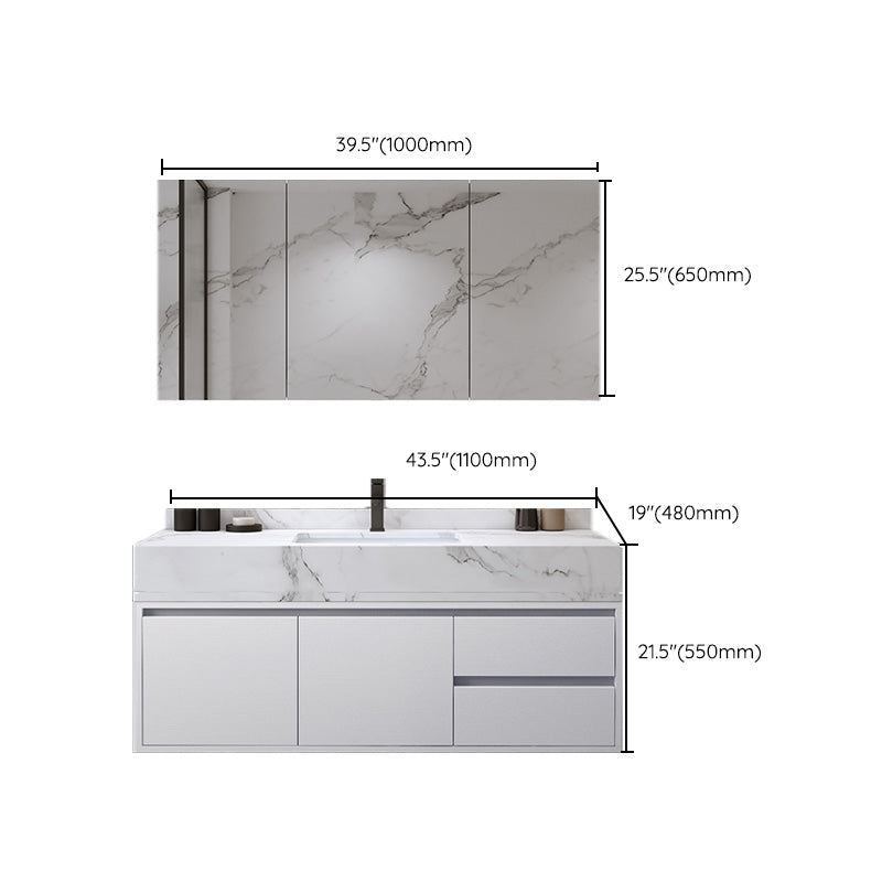 Wall Mount Wood Sink Vanity Modern Bathroom Sink Vanity with Mirror Clearhalo 'Bathroom Remodel & Bathroom Fixtures' 'Bathroom Vanities' 'bathroom_vanities' 'Home Improvement' 'home_improvement' 'home_improvement_bathroom_vanities' 7639891