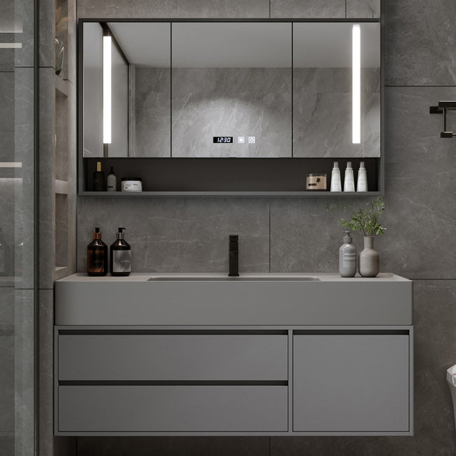 Modern Wall Mount Sink Vanity Wood Bathroom Vanity Set with Mirror Clearhalo 'Bathroom Remodel & Bathroom Fixtures' 'Bathroom Vanities' 'bathroom_vanities' 'Home Improvement' 'home_improvement' 'home_improvement_bathroom_vanities' 7639893