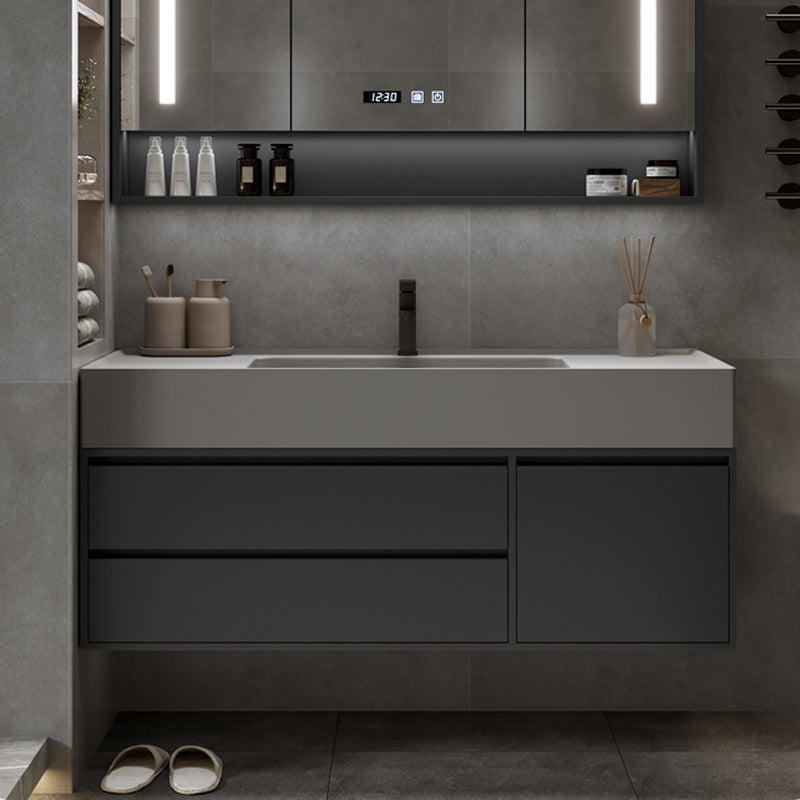 Modern Wall Mount Sink Vanity Wood Bathroom Vanity Set with Mirror Clearhalo 'Bathroom Remodel & Bathroom Fixtures' 'Bathroom Vanities' 'bathroom_vanities' 'Home Improvement' 'home_improvement' 'home_improvement_bathroom_vanities' 7639898